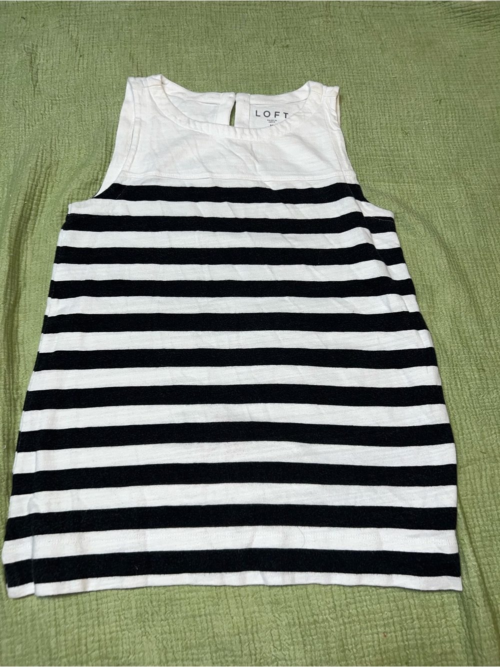 LOFT Black and White Striped Sleeveless shirt